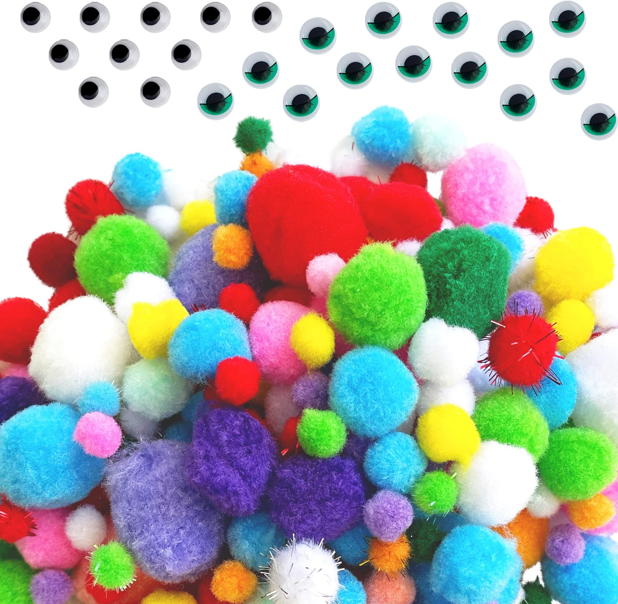 EPIQUEONE Googly Eyes & Pompom Craft Kit - 2100-Piece, Multicolor - Kids Art Supplies & DIY Activities - Includes Glitter Balls for School Projects
