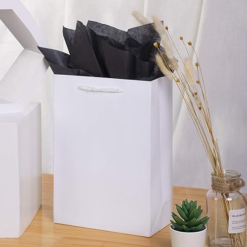 Miniatura 4 de SHIPKEY 12 bolsas de papel blanco extra grandes de 16 pulgadas, 12 x 4 x 16 pulgadas, bolsas de regalo blancas grandes con asas, bolsa de regalo de