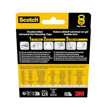 Scotch üniversal jel bant, 30 mm x 3 m, çift taraflı nano montaj bandı, şeffaf, su geçirmez, çıkarılabilir, 9 kg'a kadar taşıma kapasitesi, çok yönlü ve güçlü uygulamalar için