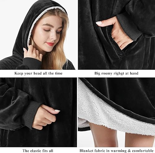 Miniatura 4 de Felicigeely Blanket Hoodie Wearable Blanket Sweatshirt Oversized Hooded Blanket Sweater Gift for Women