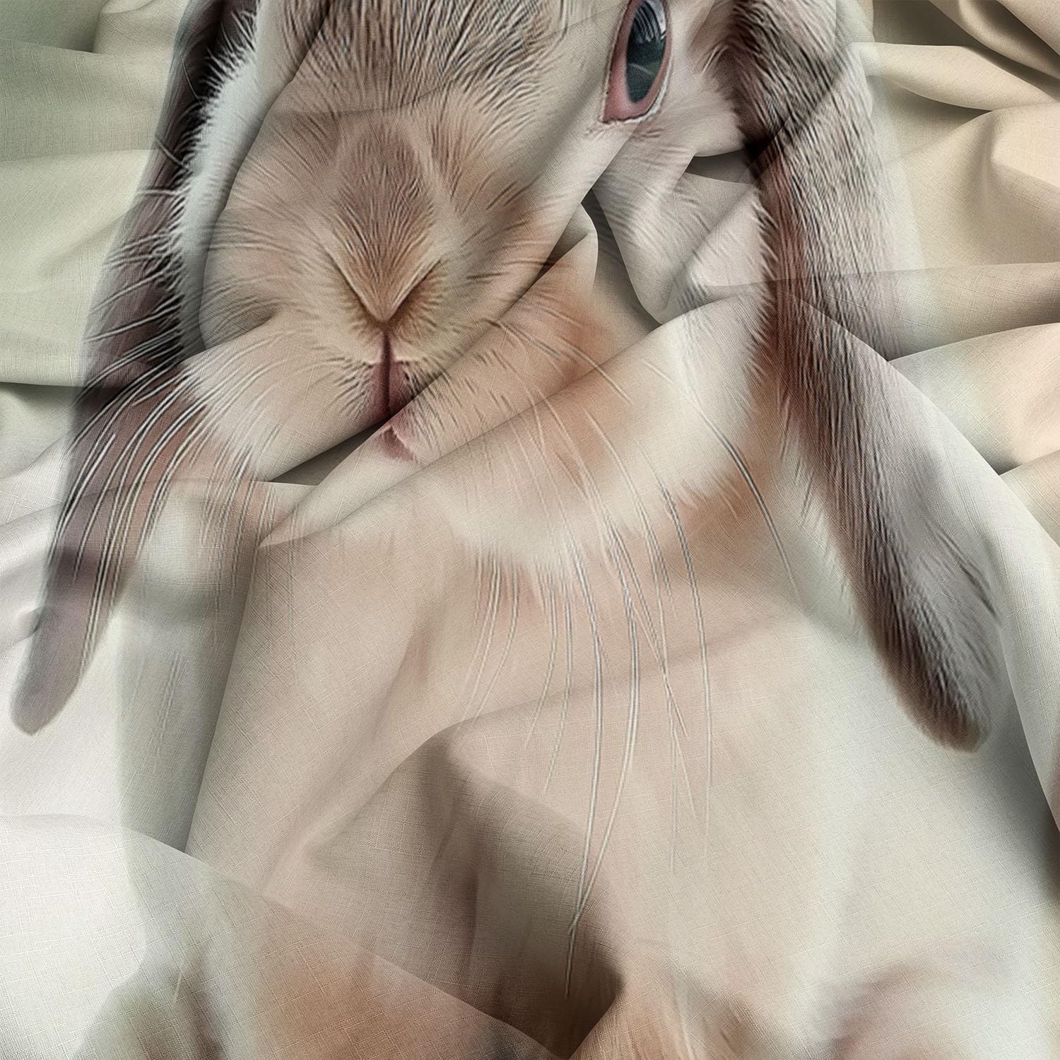 Copripiumino Singolo 150x200 cm Coniglio Lop Animale Set di Biancheria da Letto in Cotone Poliestere Confortevole Stampa 3D Copripiumino con Chiusura a Cerniera