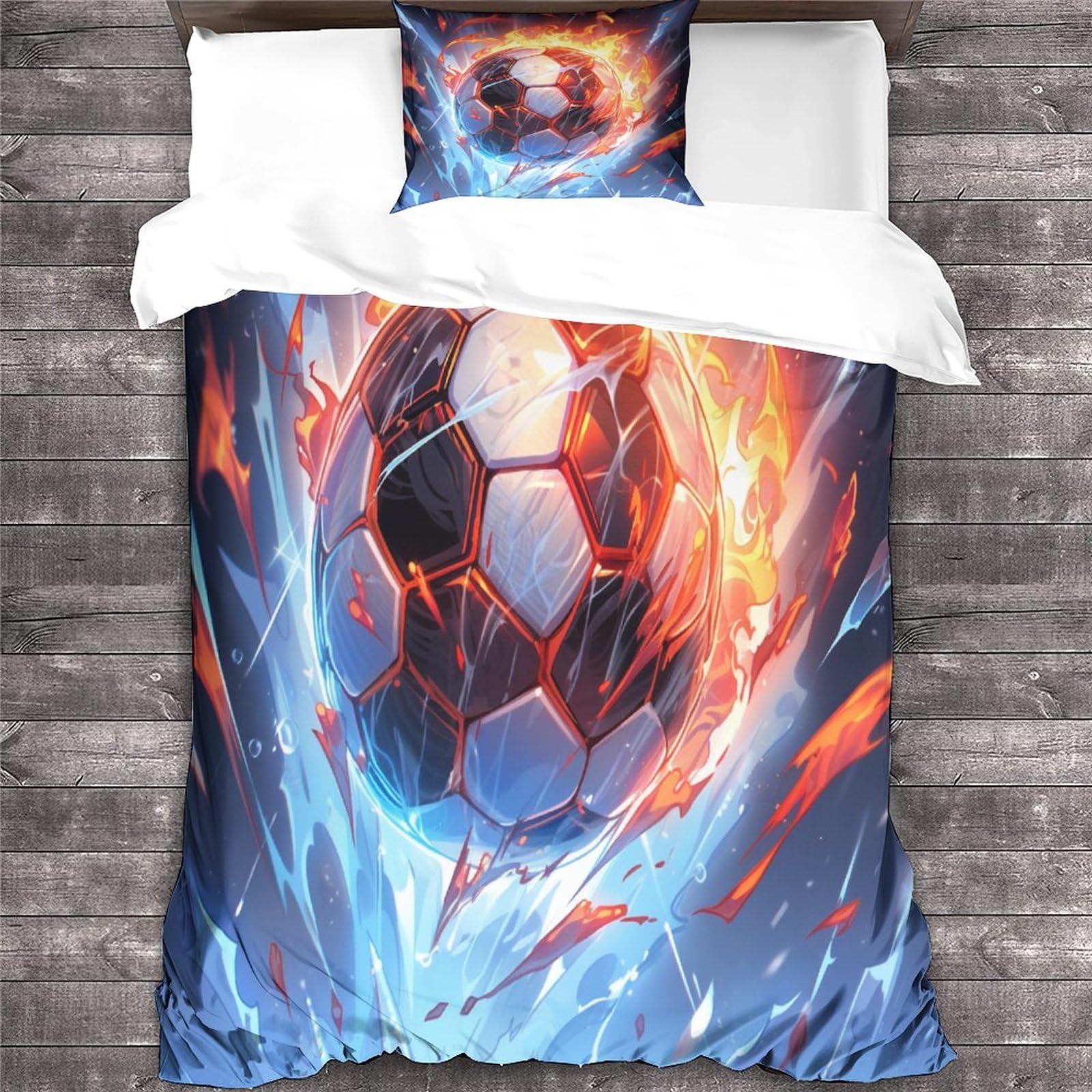 Housse De Couette 140X200 Ballon De Football Violet Foncé Parure De Lit