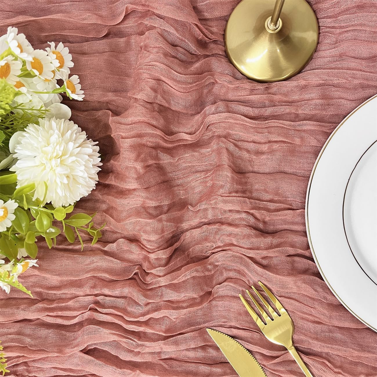 Table Runner 10ft Brick Red, BGHEOUYV Cheesecloth Table Runner 35x120 inch