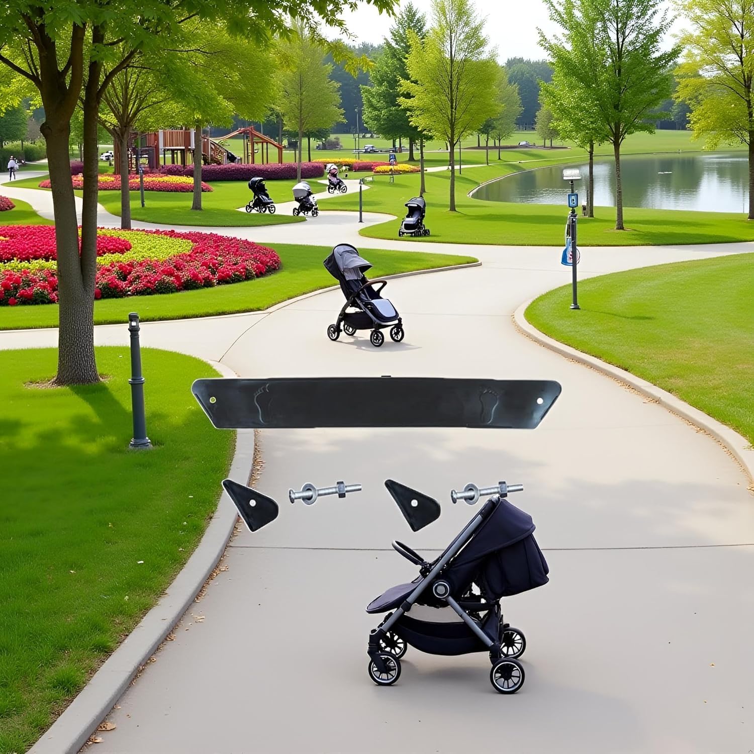 Un juego de reposapiés de repuesto para cochecito de bebé, ajustable, extensión de estribo y accesorios para asientos de cochecito, conectores para cochecito de bebé (37 cm)