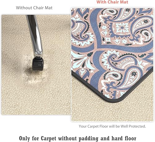 Miniatura 5 de Tapete para silla de oficina resistente para alfombra y piso de madera dura, tapete bohemio para silla de escritorio, 36 x 48 pulgadas, tapete de
