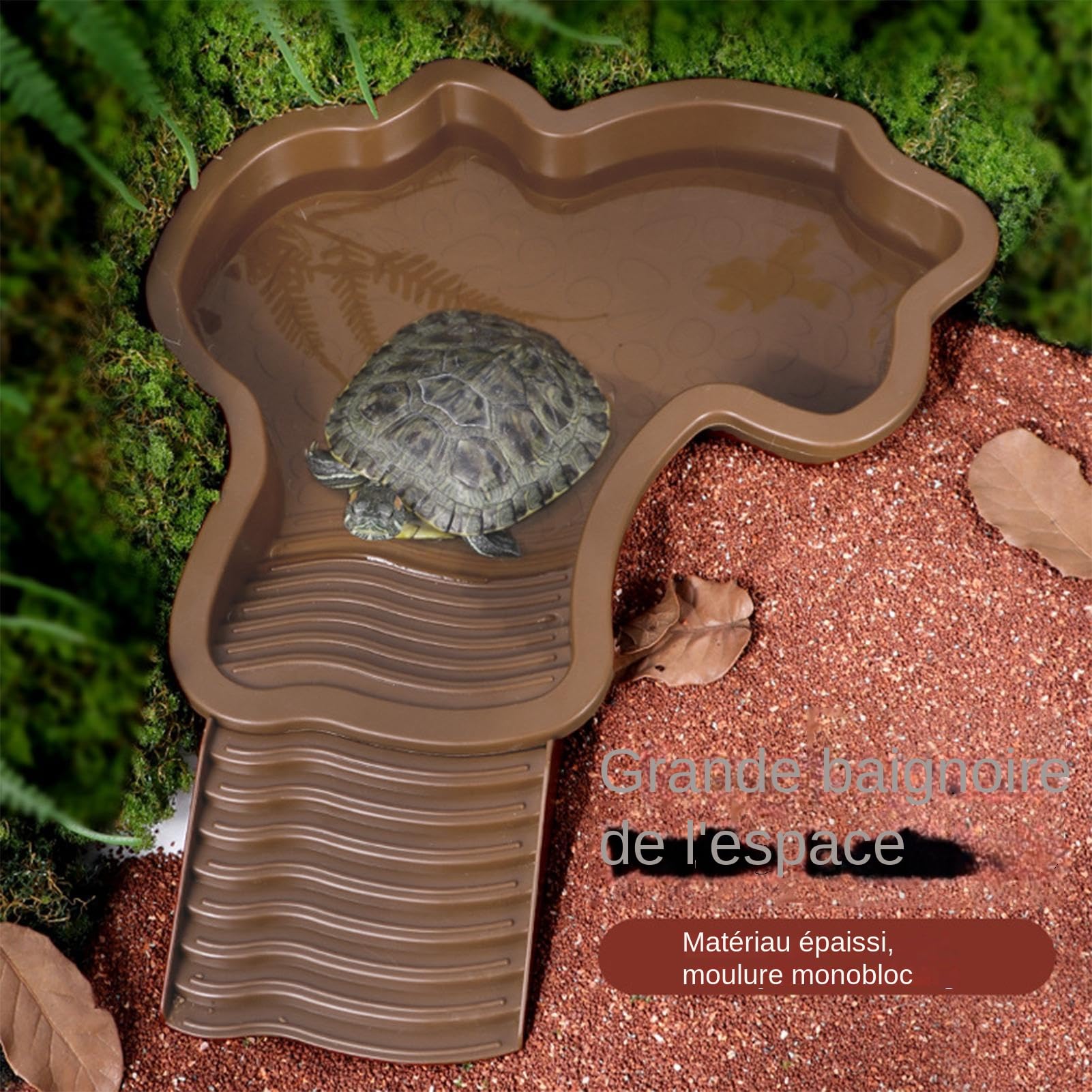 35x28,5x4,3 Cm Piscine Pour Tortue Mangeoire Tortues Terrestre Baignoire Tortue Baignoire Pour Reptiles Bassin De Bain Pour Reptiles Bol À Eau Reptile Pour Tortue, Léopard, Dragon Barbu, Hamster