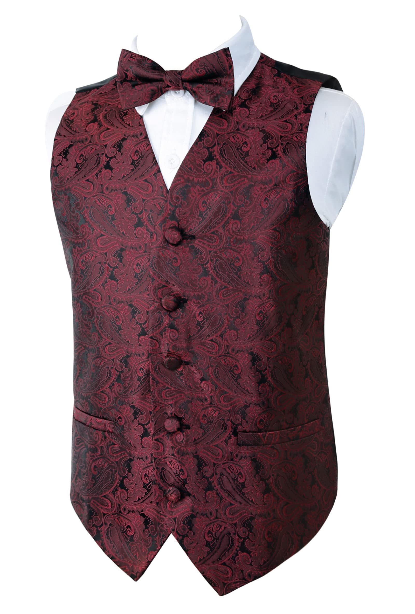 Alizeal Boys 2PCS Classic Pre-Tied Paisley Bow Tie Suit Vest Set