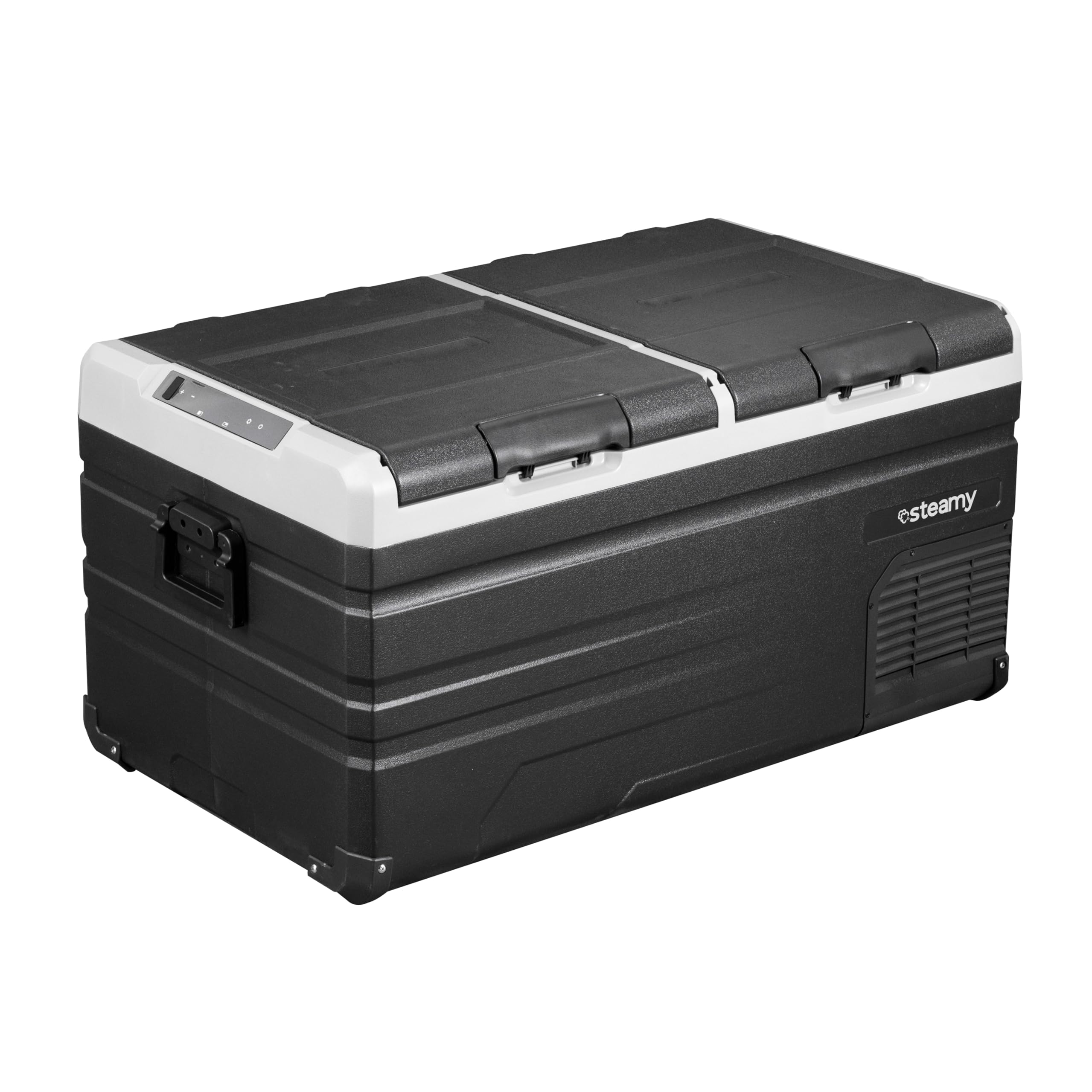Steamy-E Single Zone 95, Nevera de compresor portátil eléctrica, 90 Litros, Negro, 12V / 230V, para Congelar y Enfriar de -20°C a +20°C, ideal para Camping