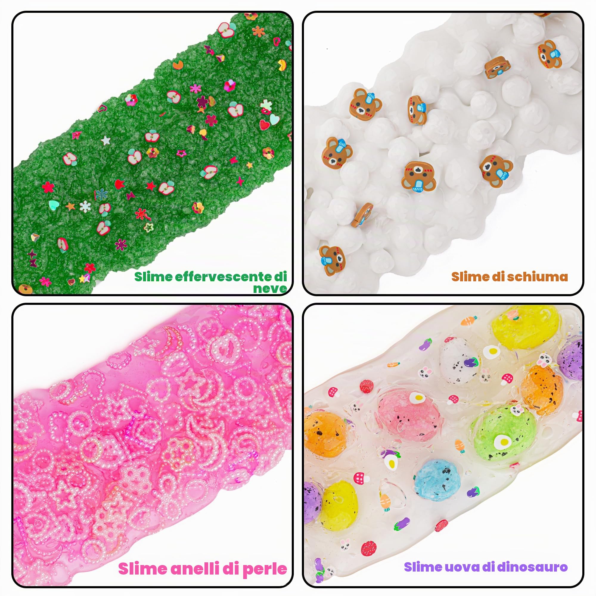 8 x 100 ml di melma per bambini, Slime Variety Pack Different Textures, con Snow Fizz, Burro, Cloud, Crunchy Slime, Regali per feste per ragazze e ragazzi, Pasqua