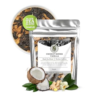 Nelsons Tea - Coconut Ginger Vanilla - Oolong tea, puerh tea, cardamom seeds, ginger root, turmeric, cinnamon, ginger, clove, nutmeg, allspice, and black pepper Sample 0.5 Oz