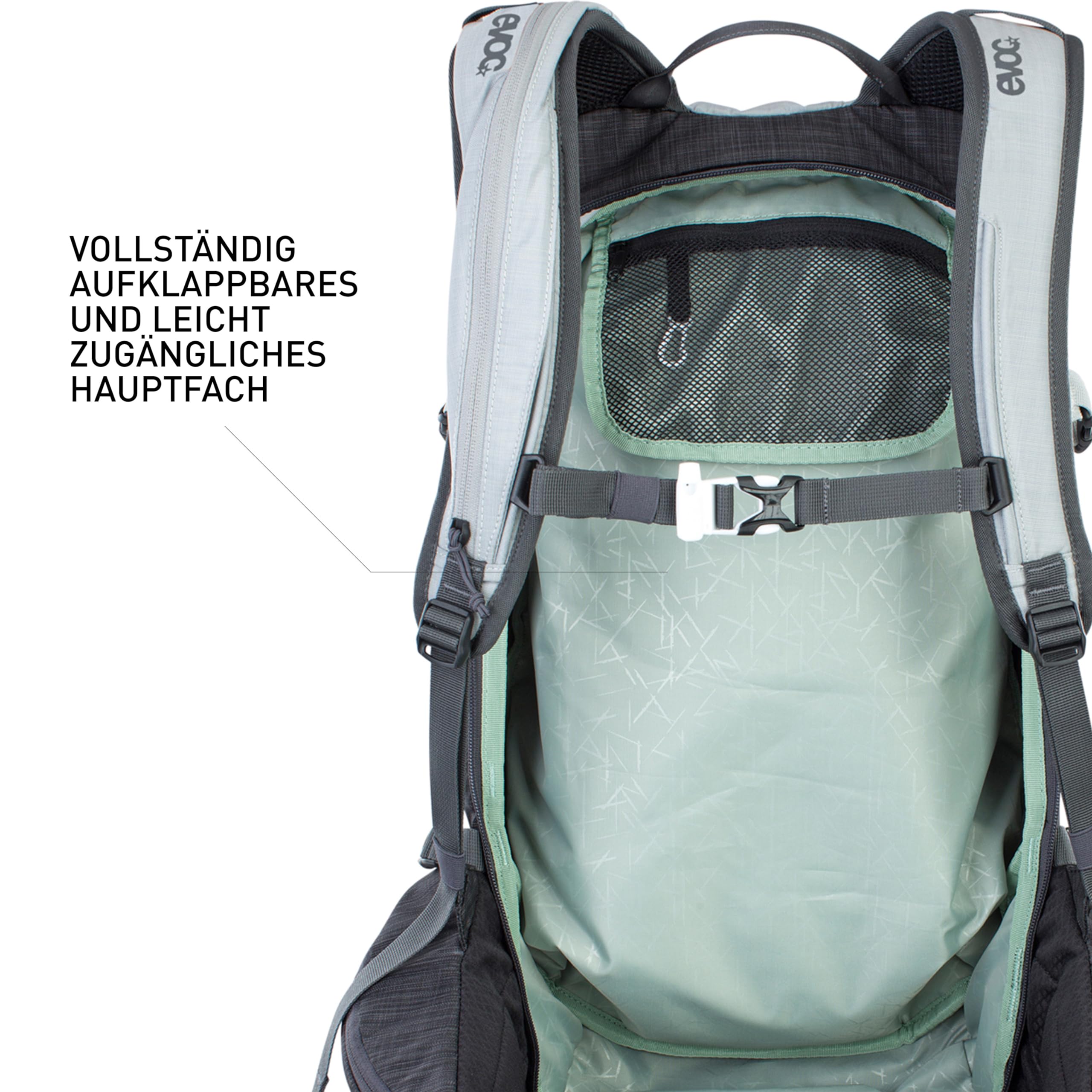 EVOC LINE 20 Tourenrucksack, Skirucksack (NEURALITE SYSTEM, separates Lawinenfach mit Notfallplan, Ski-/Snowboard Befestigungsmöglichkeiten, Hüftgurttaschen, BODDY HUGGING), Staubrosa