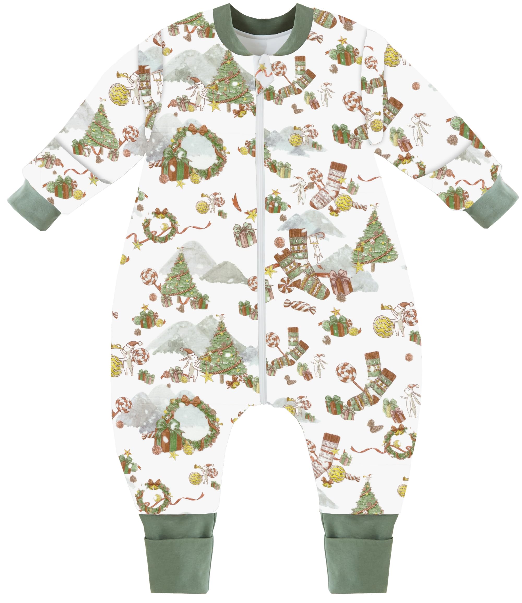 Chilsuessy 3.5 Tog Sleeping Bag With Feet for Baby and Toddler - Removable Sleeves, Winter Sleep Sack With Legs, Christmas, 90/3-4 Years — image 1