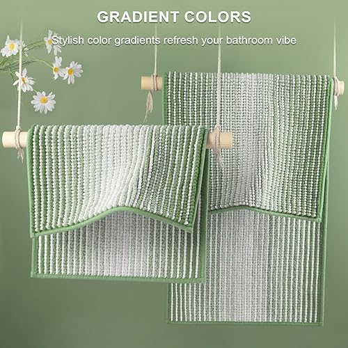 Miniatura 101 de BSICPRO Juego de alfombras y tapetes de baño, 2 piezas de felpilla gruesa y absorbente, antideslizantes, suaves y peludas para baño, lavables a