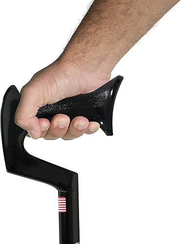 Miniatura 5 de PCP Bastón ajustable con mango ortopédico de aluminio ligero, negro, grande