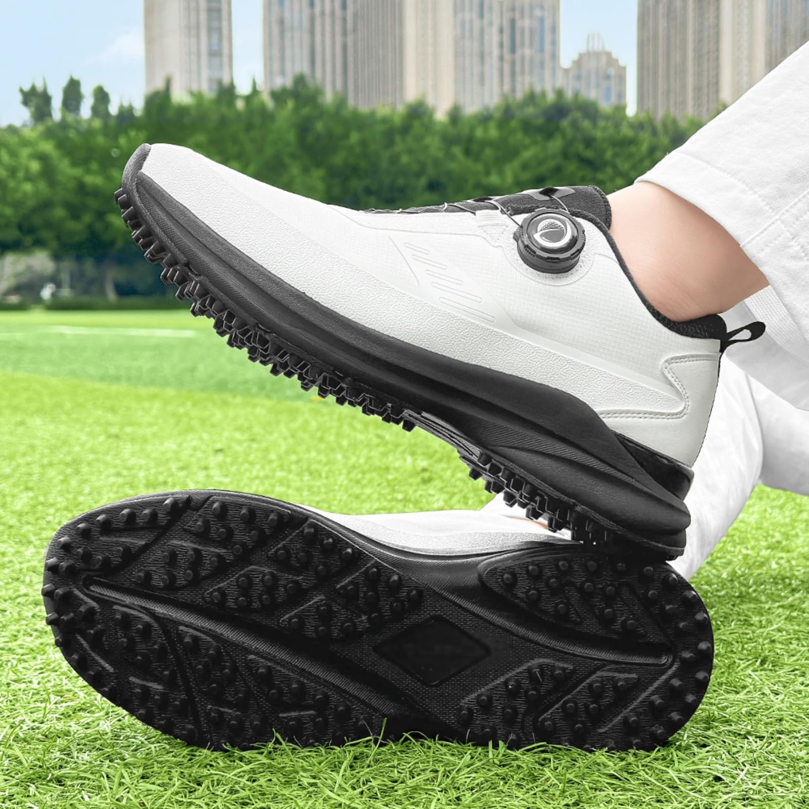 JiuQing Męskie buty golfowe bez kolców lekkie i wygodne miękkie wodoodporne oddychające buty do golfa idealne do chodzenia po polu golfowym
