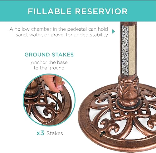 Miniatura 3 de Best Choice Products - Pedestal de resina para exteriores, diseño de pájaros, color cobre