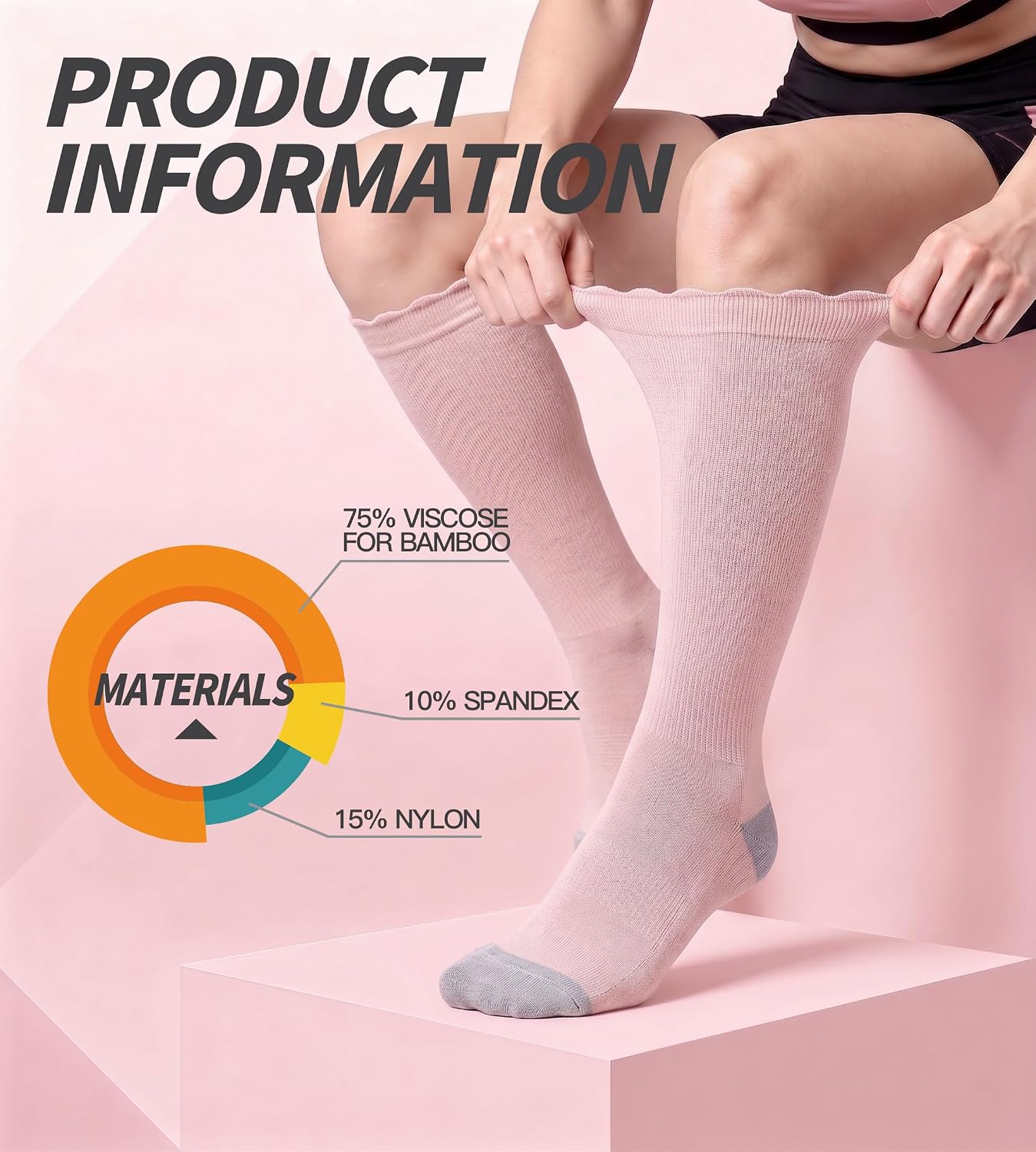 Loota Bamboo Compression Socks for Women&Men 15-20 mmHg Knee High Support