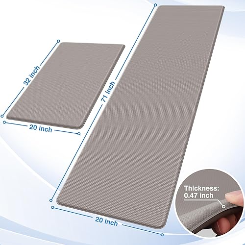 Miniatura 59 de StepRite Tapetes de cocina, 2 tapetes acolchados, antifatiga, para piso, de escritorio, antideslizante, impermeables, oficina, alfombras de 17.3 x