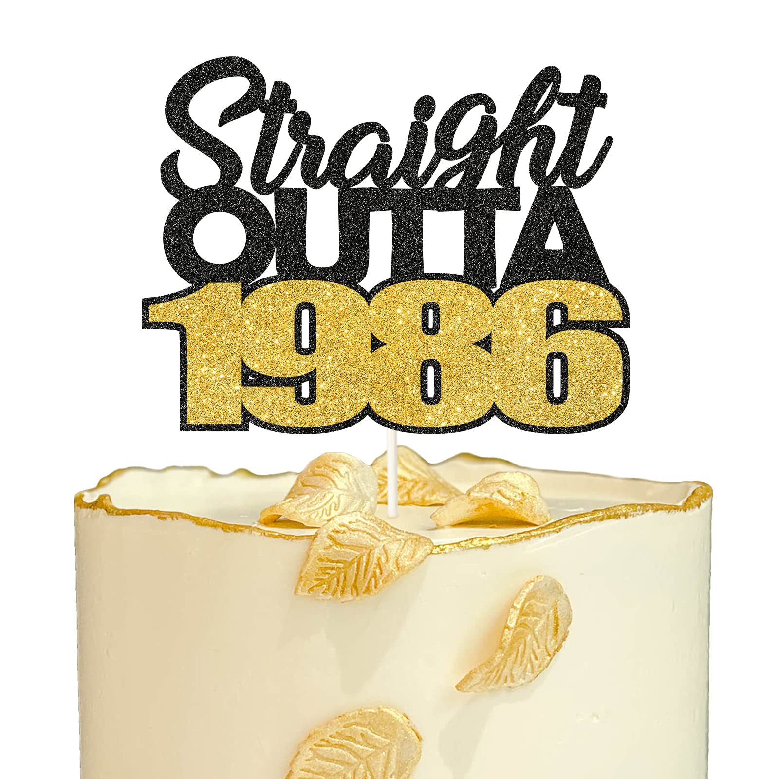 Straight Outta 1986 Cake Topper ,Glitter Cheers to 35 Years Cake Decor,Happy 35th Birthday or Anniversary Party Decorations