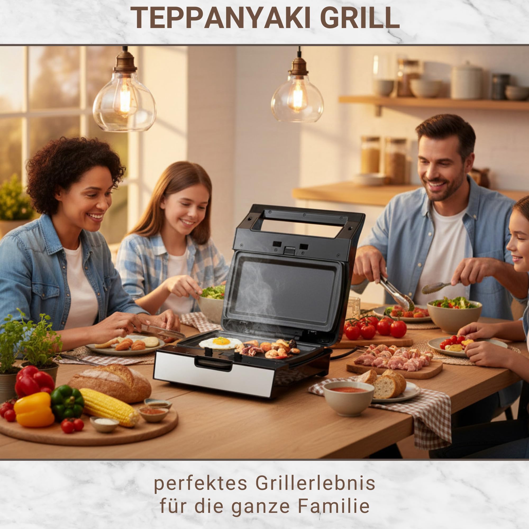 Syntrox Teppanyaki Grill Edelstahl Antihaftbeschichtet Multifunktionsgerät mit Wechselplatten