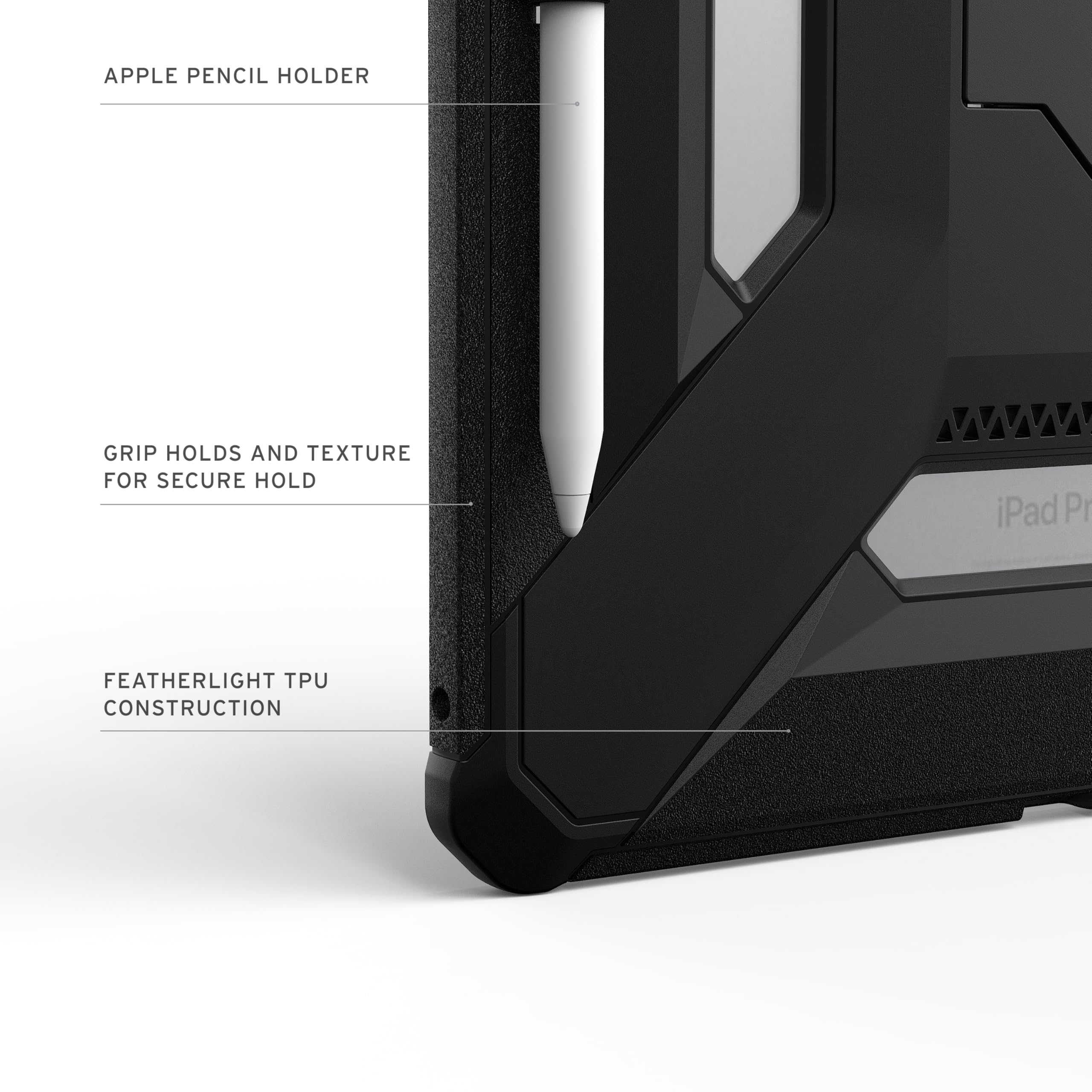 URBAN ARMOR GEAR UAG - Custodia protettiva progettata per iPad Pro 13" 8a/7a generazione 2024-2025 M5/M4 A3360 A3361 A3362 - Robusta custodia protettiva con cavalletto e portamatite Scout Plus nero