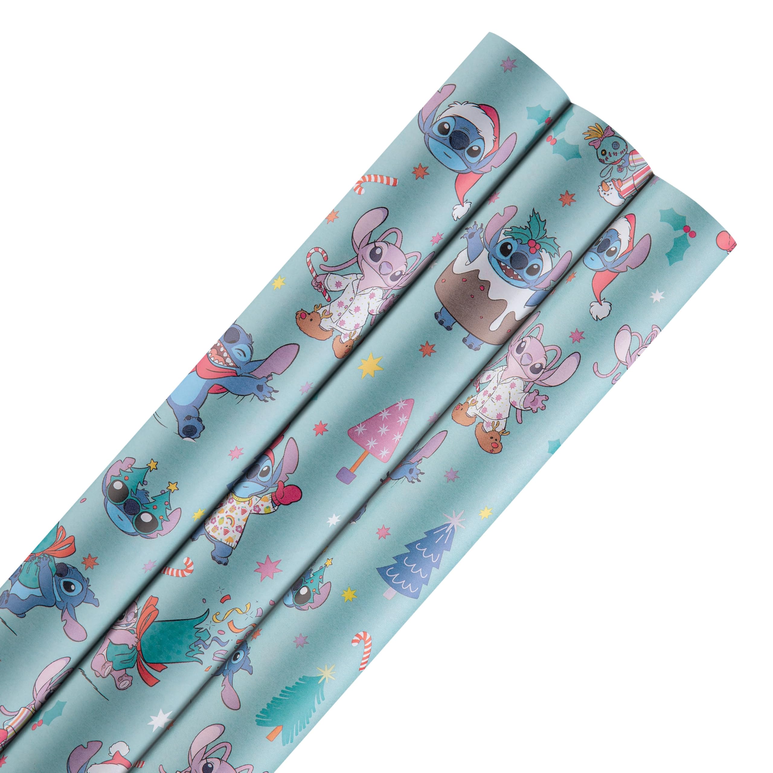 Hallmark Disney Lilo & Stitch Christmas Wrapping Paper Multipack - 12m - 3 x 4M Rolls
