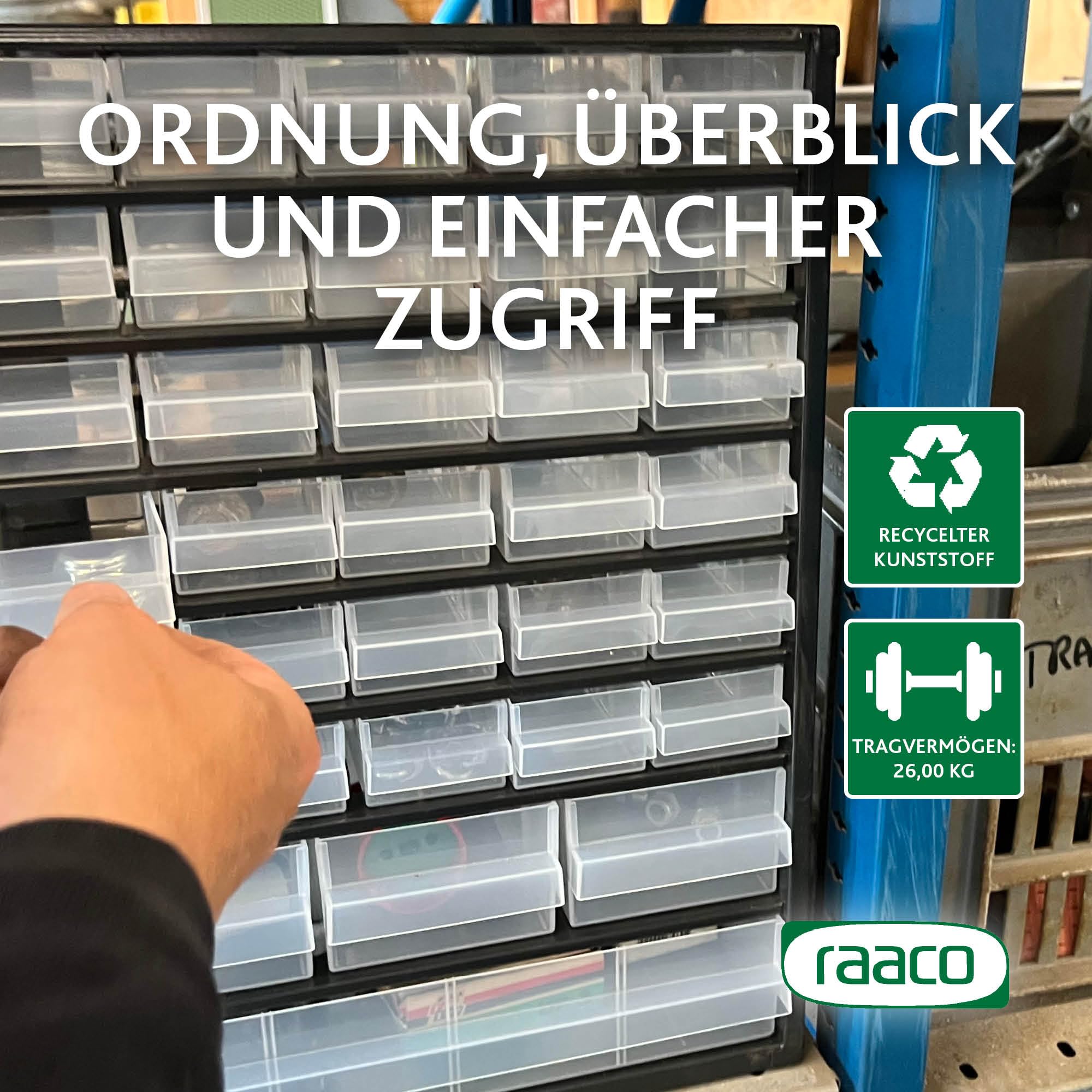 Raaco Kleinteilemagazin Set C9-34 + C12-40 mit 74 Schubladen gesamt, 15 cm