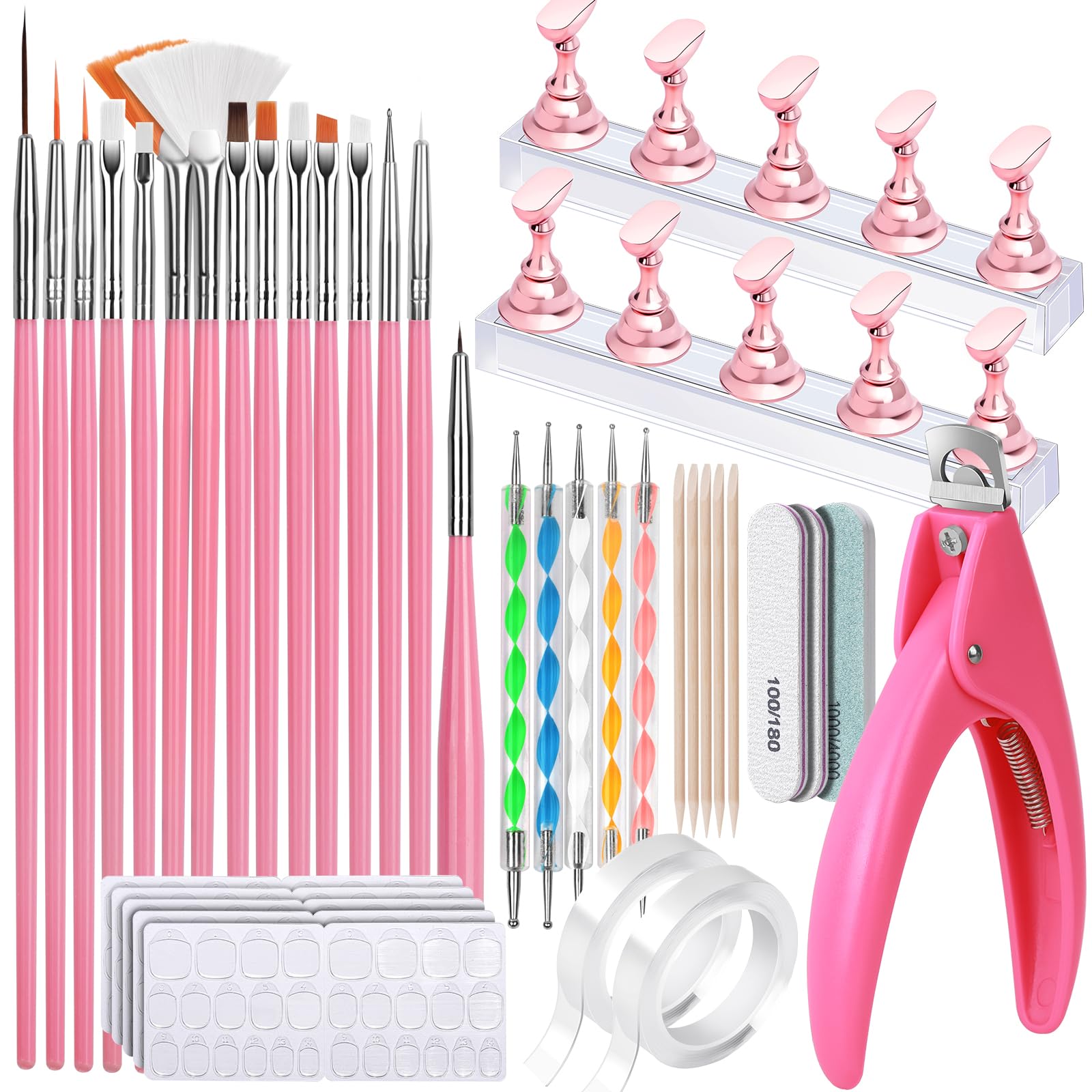 FANDAMEI Nail Art Tools, Nail Tools For Nail Art, Press On Nail Design Tools, Nail Art Kit With Nail Brush, Nail Tools, Nail Stand, Nail Cutters For Nail Tips, Acrylic Nail Clippers