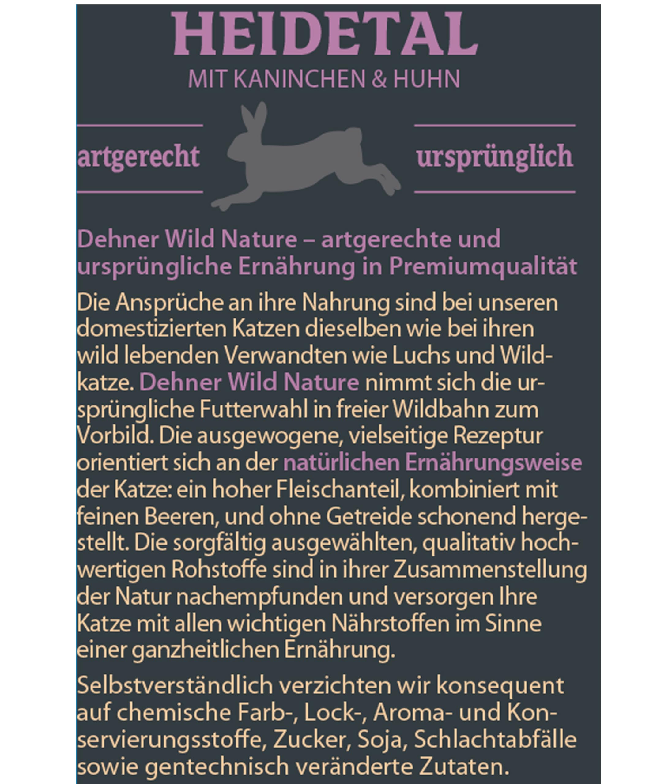Dehner Wild Nature karma dla kotów dla dorosłych, królik/kurczak, 16 x 85 g (1,36 kg)
