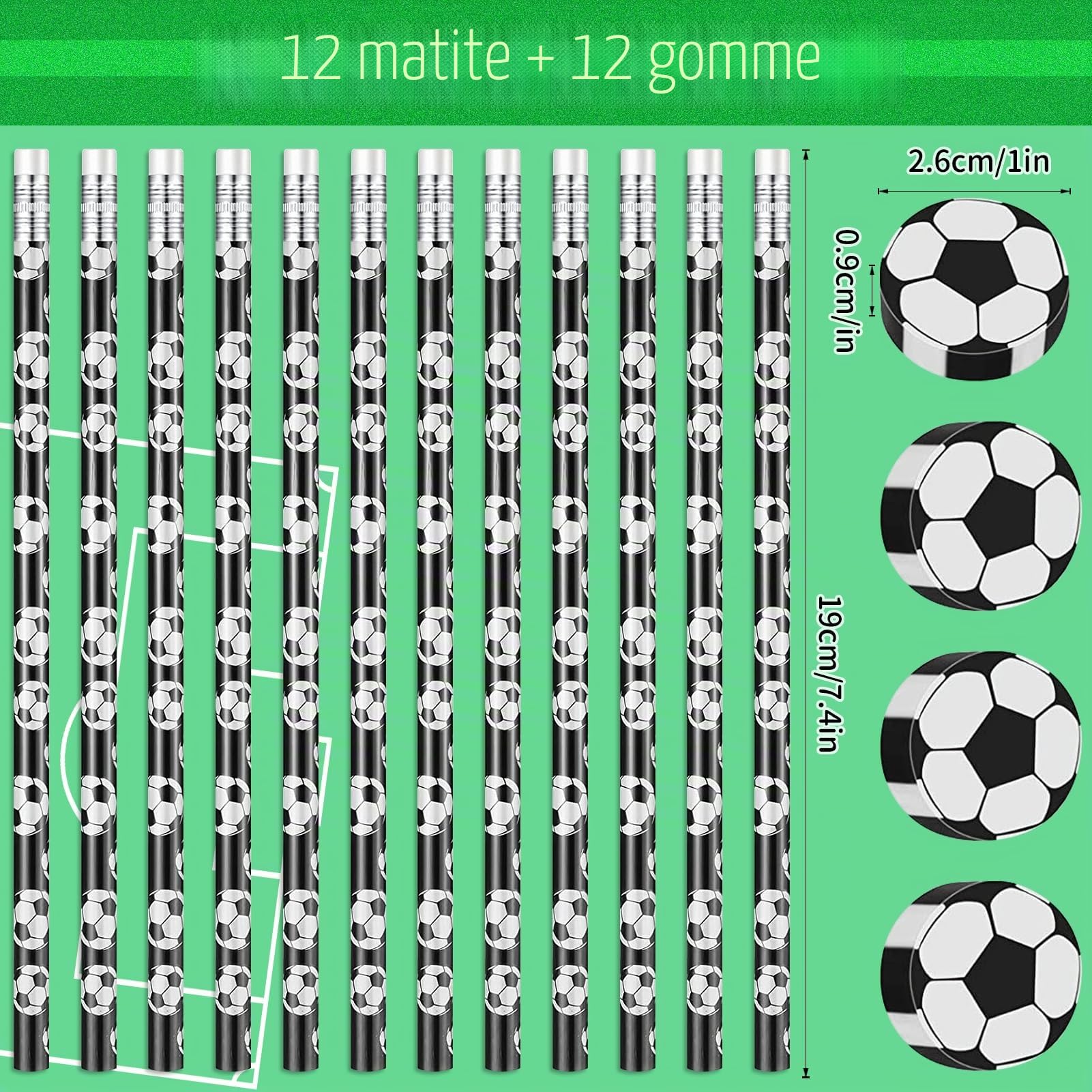 12 Pezzi Gomme da Cancellare da Calcio,12 Pezzi Matite con Gomma da Calcio,12 Pezzi Gioco di Flipper Calcio,Set di Cancelleria a Tema Calcio,Sportivo per Matite,Mini Carino Gomma Cancellare Calcio