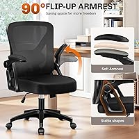 Vista 7 de Silla de oficina, sillas de escritorio ergonómicas para computadora del hogar, silla transpirable y cómoda de malla con soporte lumbar ajustable