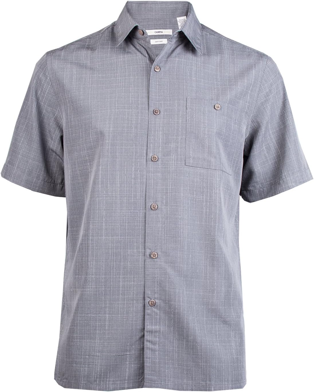 Campia Men’s Classic Button Down Shirt, Short Sleeves in Solid Colors