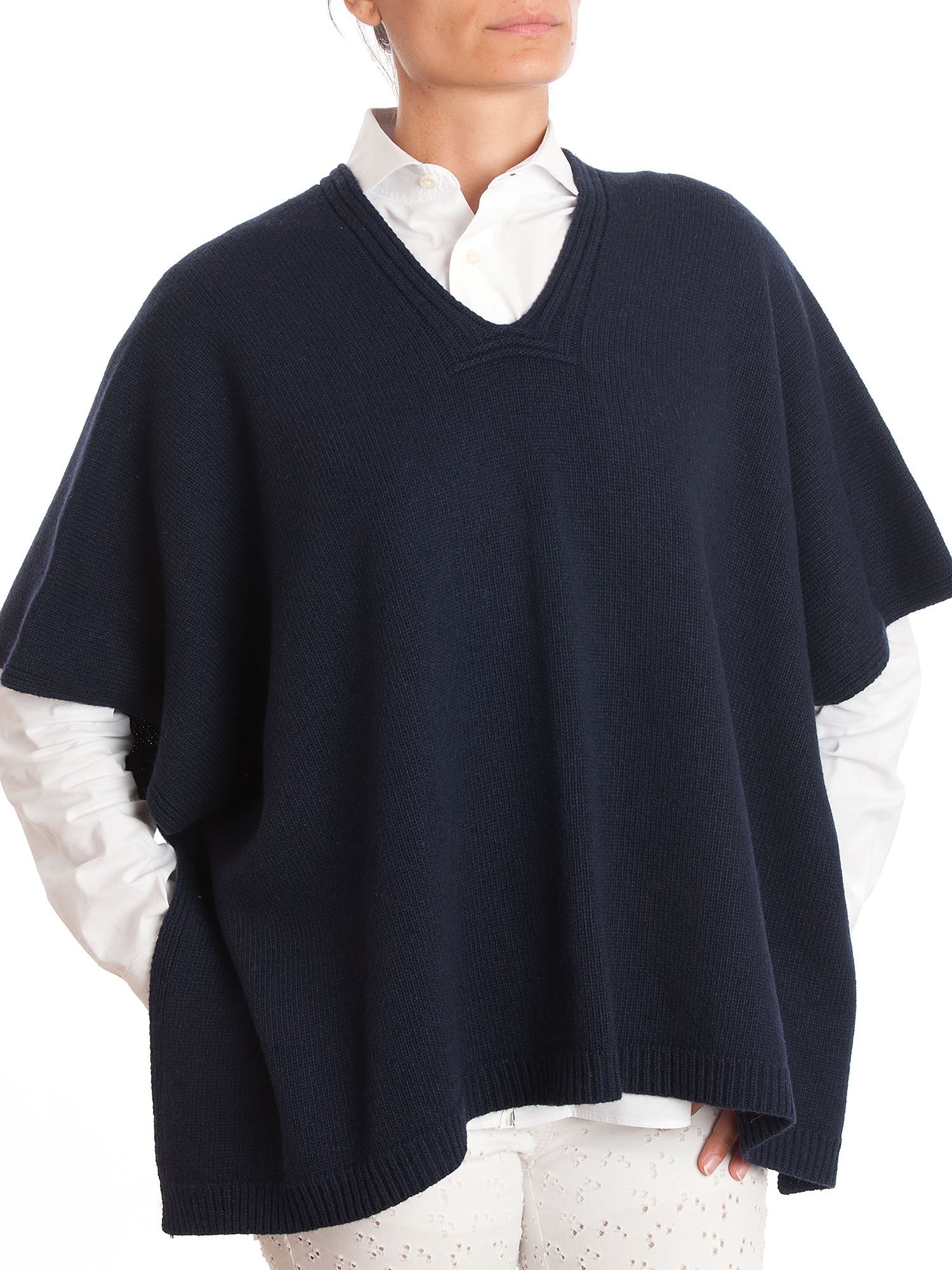 DALLE PIANE CASHMERE - Poncho due bottoni in misto cashmere - Donna