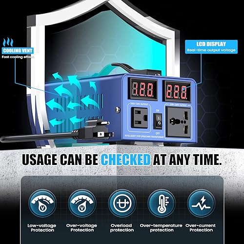Miniatura 4 de Transformador de conversión de voltaje de 500 vatios Transformador de paso arribapaso abajo de alta resistencia AC 110V120V220V240V conversión de