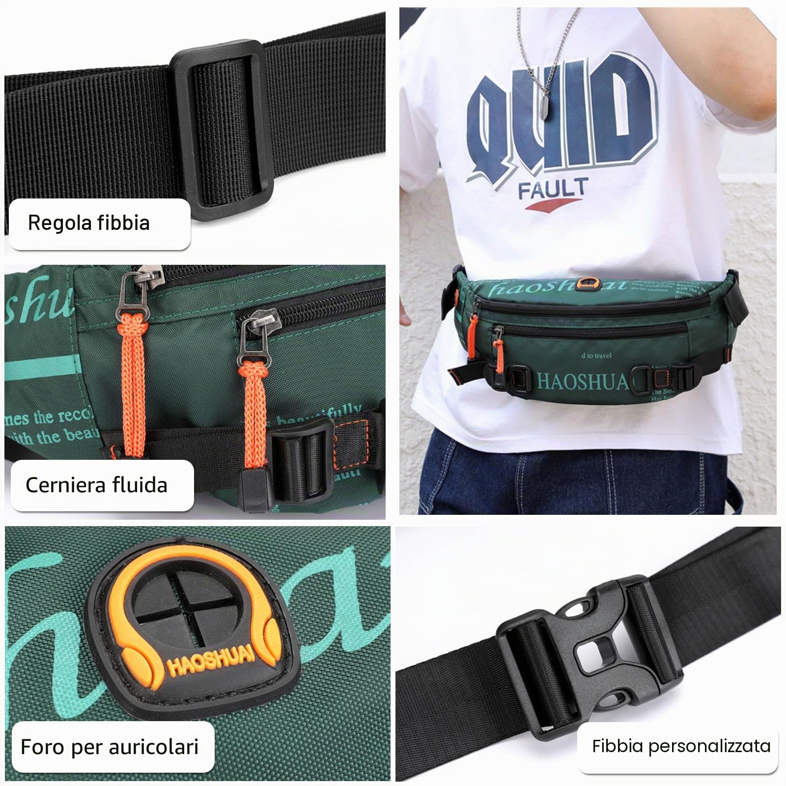 FANDARE Ultraleggero Zaino Monospalla Uomo Marsupio Borsa Monospalla Uomo Borsa a tracolla Tracolla Borsa a spalla Borsello Borse Messenger Borsa per Insegnanti Viaggio BorselliVerde scuro