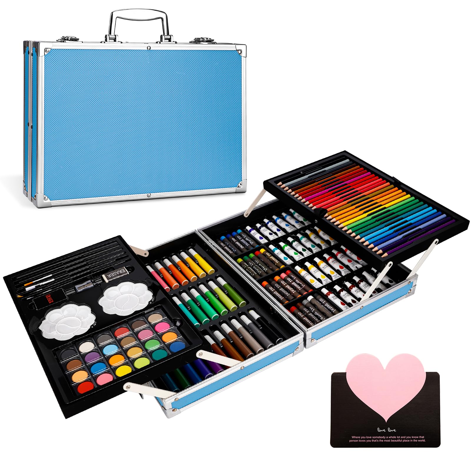 Shuttle Art 149 Pz Kit Disegno Professionale, Valigetta Colori per Bambini Set Pittura e Disegno Completo Kit Colori Set Regalo con Matite Acrilici Pastelli Olio Acquerelli Libro Colorare
