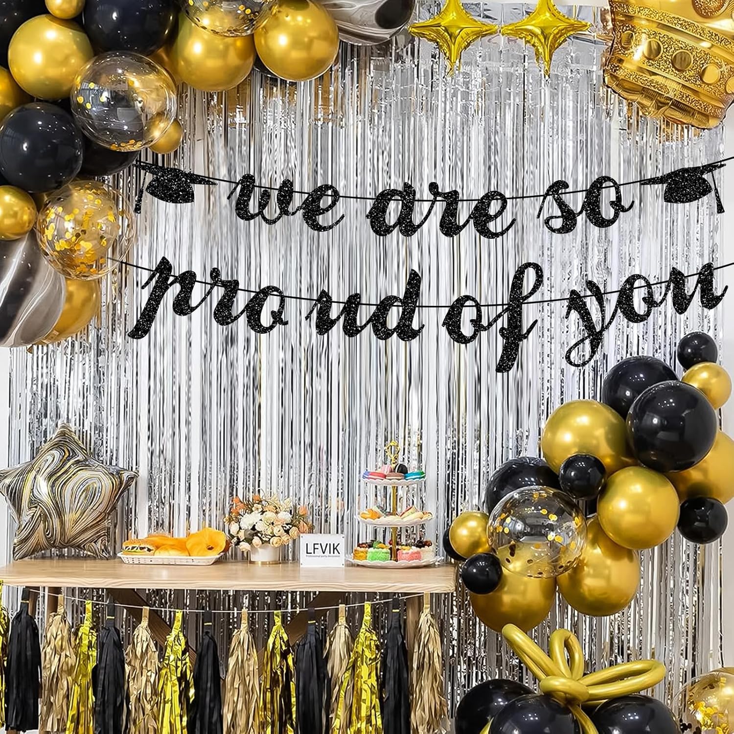 MEMOVAN 2026 Graduation Banners Party Decorations Glitter We are So Proud of You Graduation Banners Garland Black Class of 2026Congratulations Party Banner for High School College Graduation Decor - Image 7
