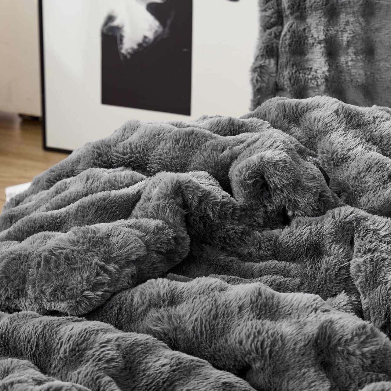 Byourbed Snowball Double Chunky Bunny - Coma Inducer® Oversized Queen Comforter Set - Baby Thunderstorm Gray