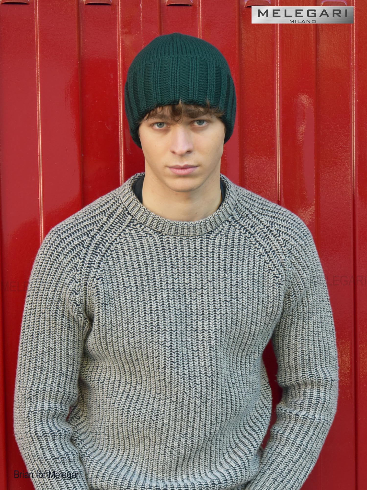 MELEGARI Bonnet Bonnet Bord Haut | Beanie Varese | Pure Laine mérinos | Made in Italy