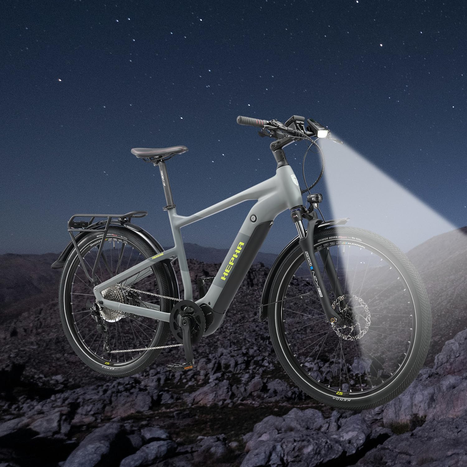 HEPHA Éclairage Avant 100 LUX avec LEDs OSRAM, Feu Avant Homologué StVZO, Lampe Vélo IPX5 Étanche, Design Antibrouillard, Rechargeable USB, Quatre Modes, ferreux