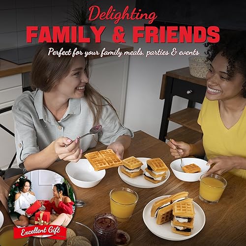 Miniatura 3 de Máquina para hacer gofres cuadrada, 2 x 4 pulgadas, mini máquina clásica para hacer gofres, platos de cocción dobles para desayuno familiar,