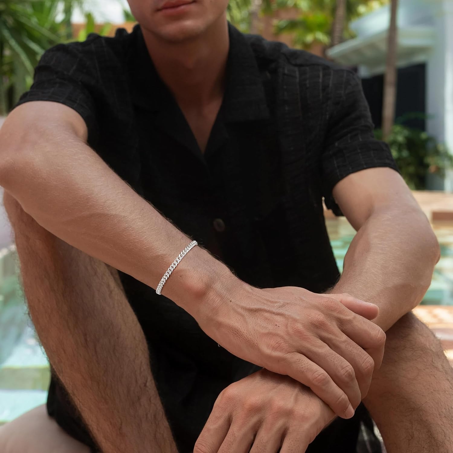 S925 Sterling Silver Bracelet for Men,5.5mm Sterling Silver Link Chain Bracelet for Men Jewelry Gift - Image 4