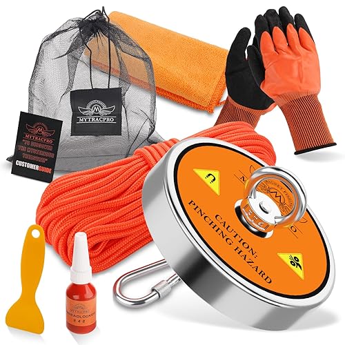 Miniatura 22 de Kit de pesca con imán, imanes de pesca de 600 libras con cuerda de nailon de 65 pies, imán de neodimio de una sola cara para recuperar en Rive Azul