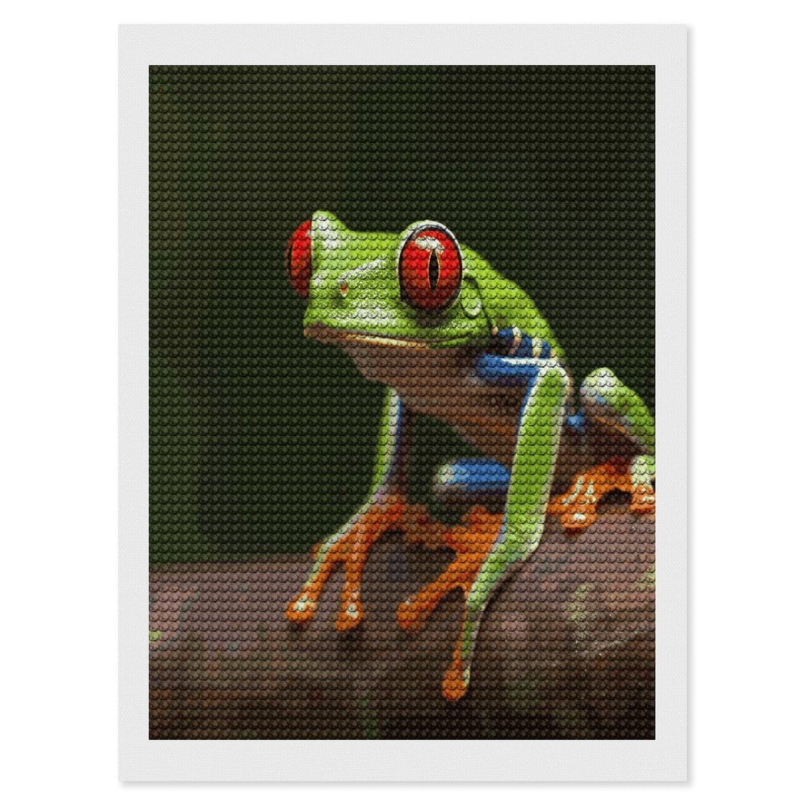 FekiLoot Red Eyes Tree Frogs Diamond Painting Kits for Beginners DIY Diamond Art Kits for Adults Full Drill Round Diamond Dot Gem Art Painting Fun DIY Crafts for Home Kitchen Wall Decor Gift 12"x16"
