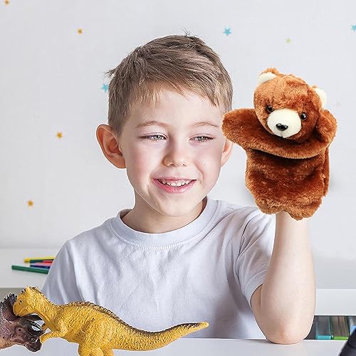 Miniatura 6 de Cuteoy Juguete de peluche con forma de oso de mano, boca abierta y movible, juego de rol creativo, narración de historias, regalos para niños