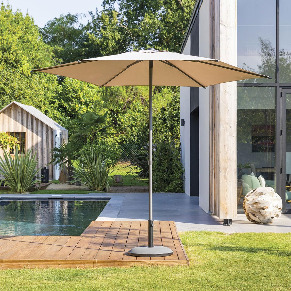 Hesperid parasol SOYA okrągły - Szarobrązowy, Szarobrązowy, Design