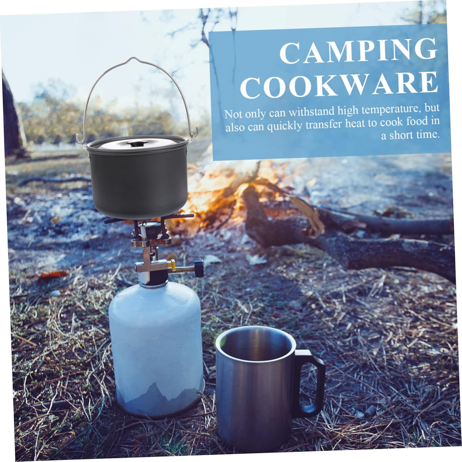 HANABASS Aluminum Camping Pot Non-stick Picnic Cookware Hiking Cook for People Outdoor Cookware Safe Healthy Cooking