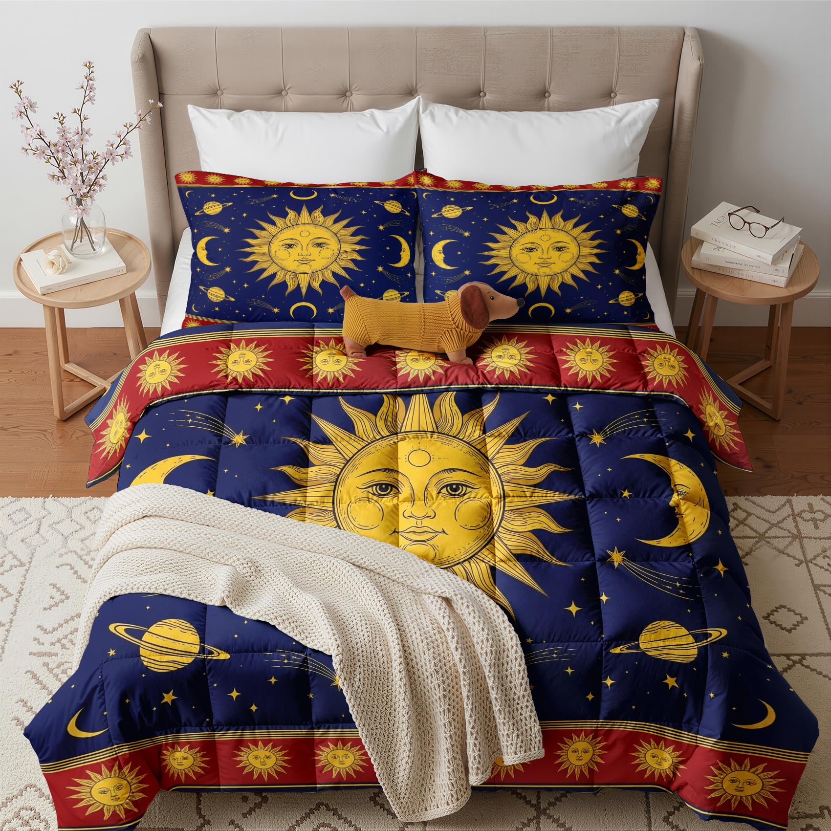 GEDAEUBA Sun Moon and Stars Coverless Duvet Super King Size 10.5 Tog