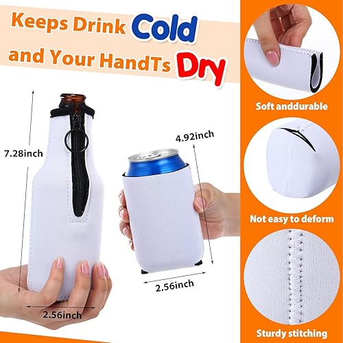 Miniatura 2 de Paquete de 24 fundas aislantes para botellas de cerveza en blanco para sublimación, fundas enfriadoras con cremallera para botellas con cremallera,