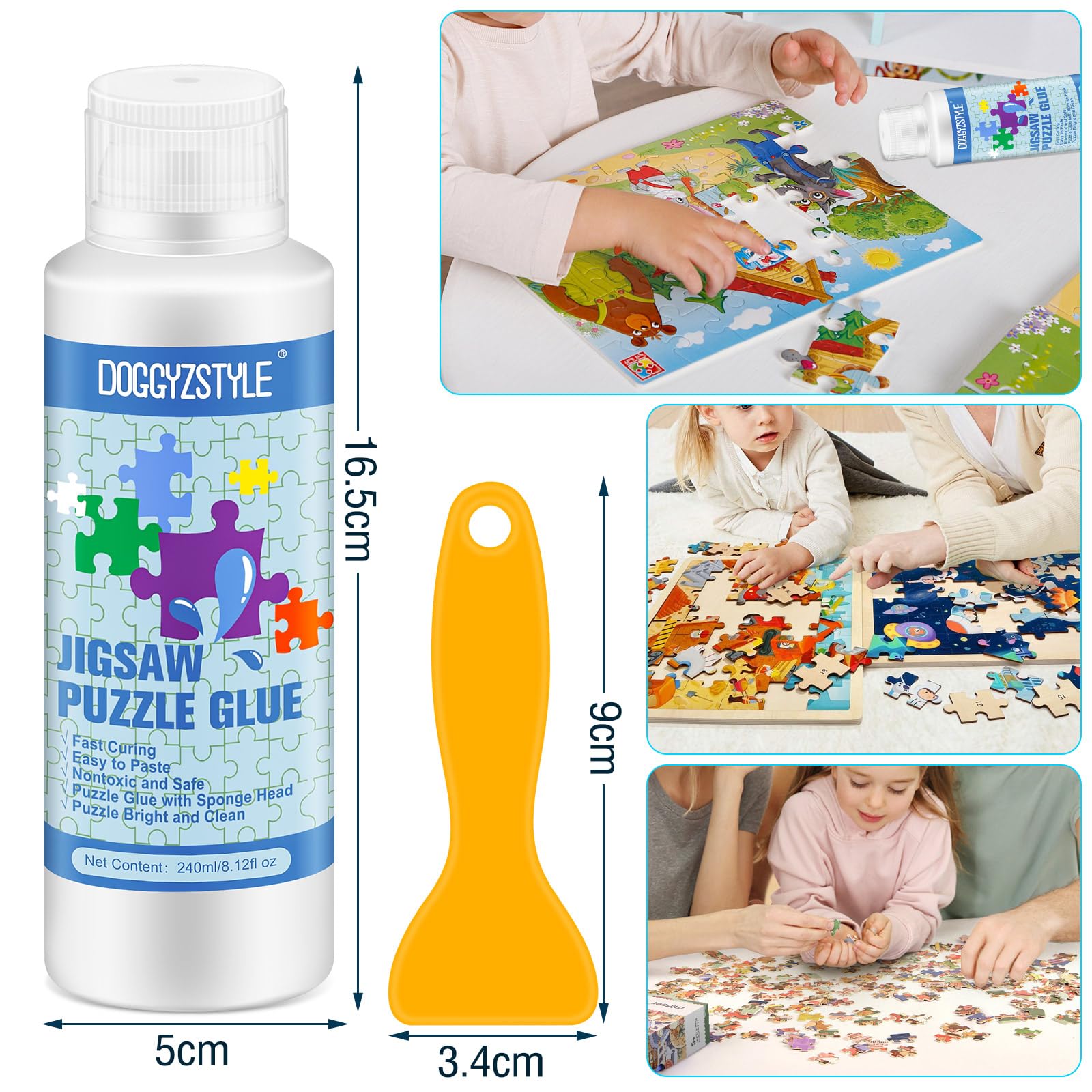 240ML Pegamento Para Rompecabezas Actualizado Con Aplicador,Pegamento Transparente Soluble En Agua Para Rompecabezas Especial Para Manualidades,No Tóxico Y De Secado Rápido,240ML Puzzle Glue
